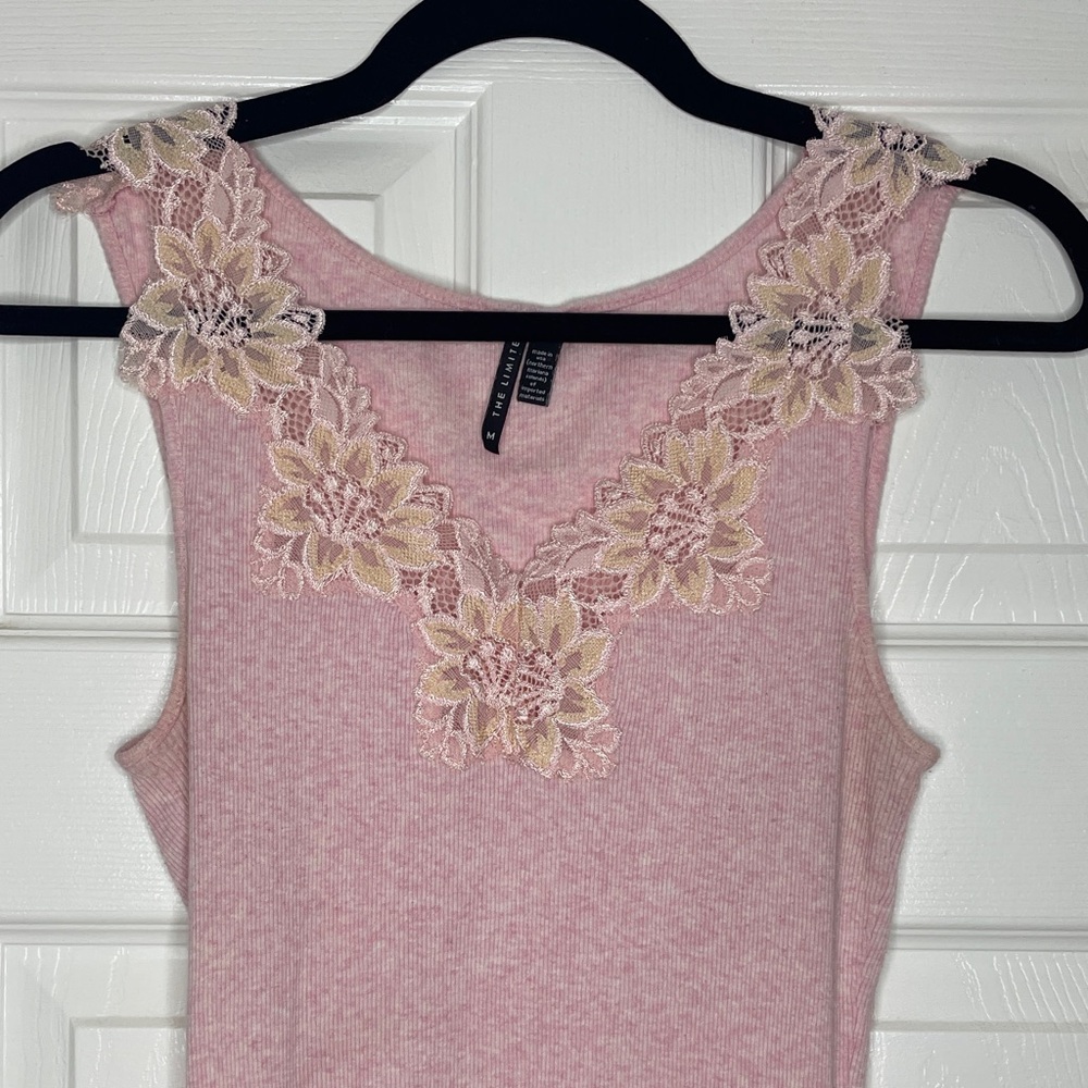 The Limited Pink Floral Lace Tank Top
